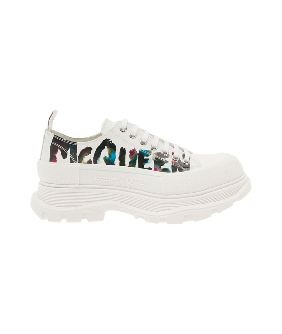 McQueen Graffiti Tread Slick Lace-Up Sneakers