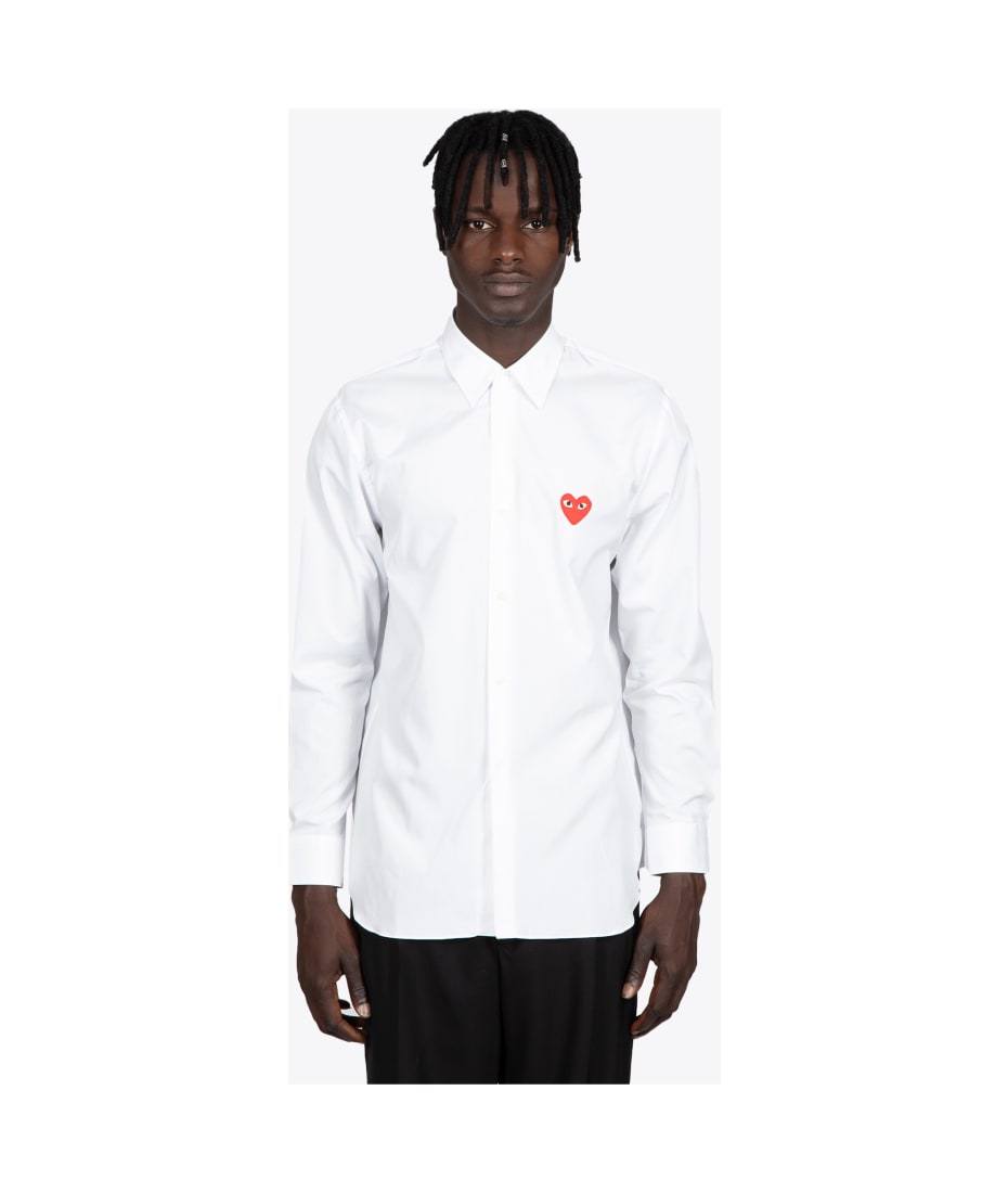 Mens Clothing Shirts Formal shirts COMME DES GARÇONS PLAY Cotton Red Play Shirt White P1b002 for Men 