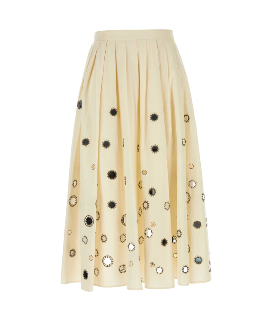 スカート PRADA FW24 Cream cotton skirt (131104SOOO15EZ F0018) Prada Cream Cotton Skirt | italist