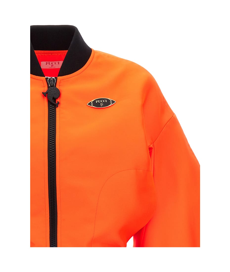 Pucci Neon Logo Bomber Jacket - Orange