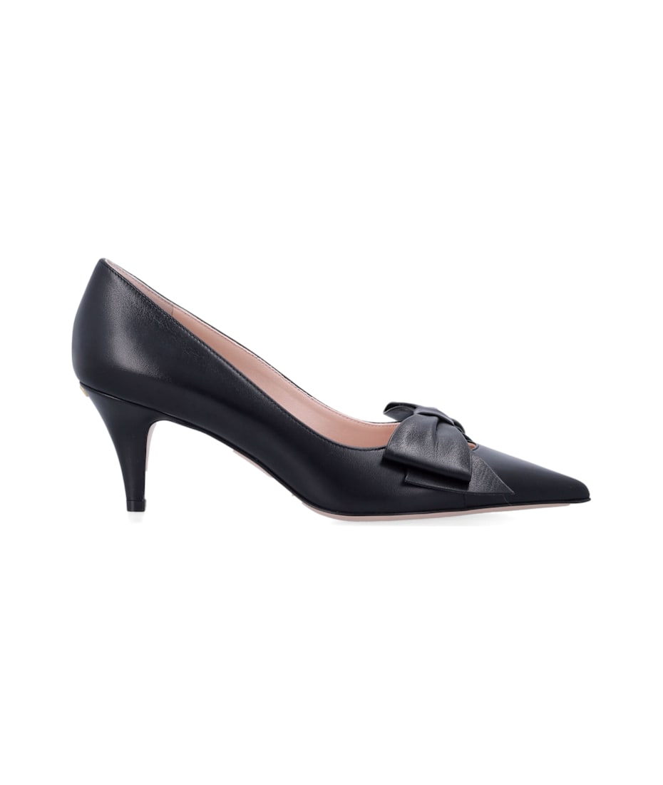 Valentino Garavani Black Leather Bow Pumps italist, ALWAYS LIKE