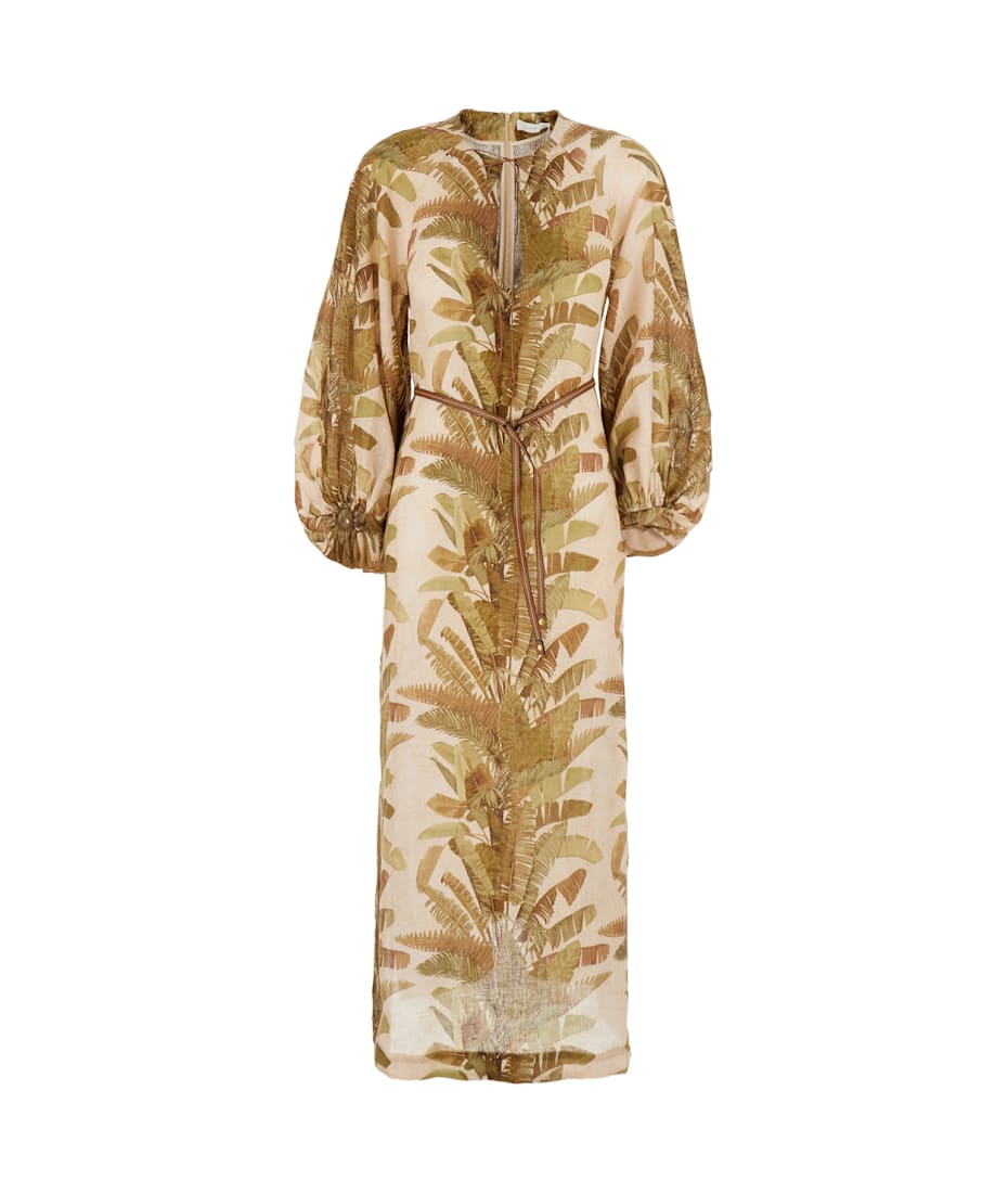 slim fit dress slacks Zimmermann Illuminate Metallic Frill Mini Dress | Tan/Gold | Size 1 main image 1