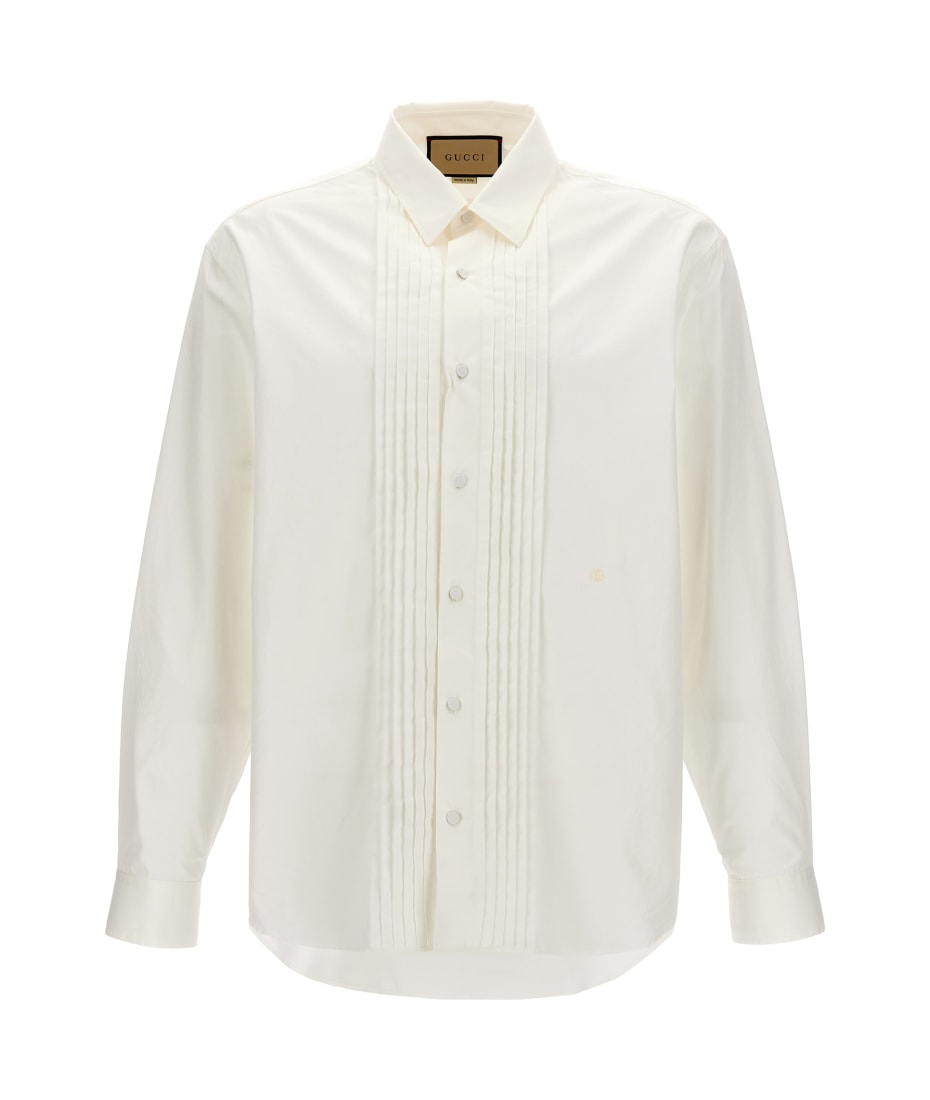 Tシャツ・カットソー GUCCI SS24 Pleated plastron shirt (762171ZAPQT 9011) Gucci Pleated Plastron Shirt | italist