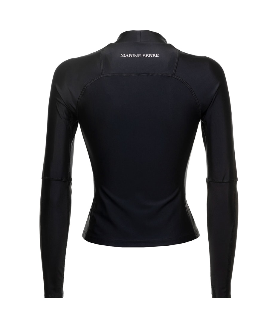 Marine Serre 'second Skin' Black Training Top With Tonal Logo