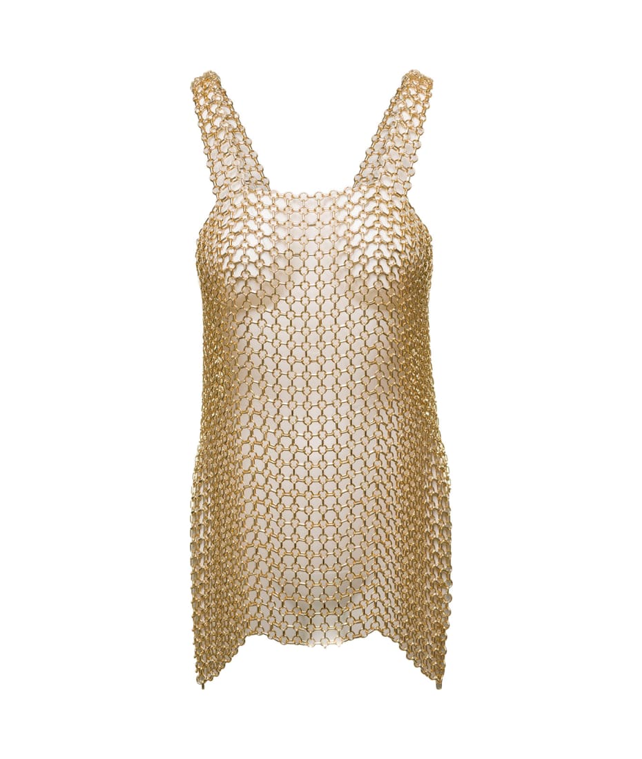gold metal mesh dress Natalia Metallic Shimmer Mini Dress, GOLD / S