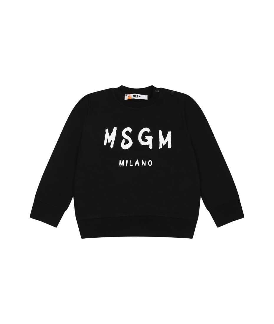MSGM Black Sweatshirt Fo Baby Kids With Logo ニットウェア＆スウェットシャツ-