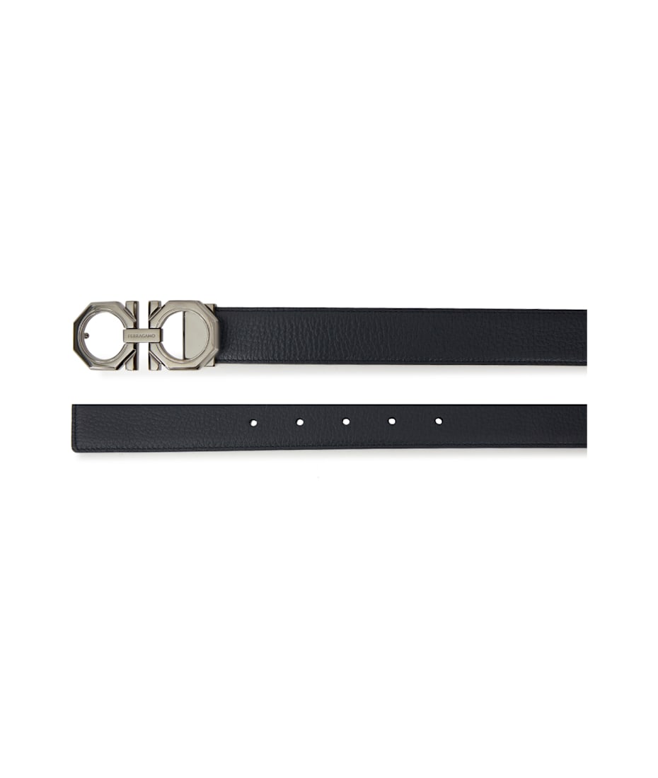 Salvatore Ferragamo Unisex Black/Brown Leather Reversible