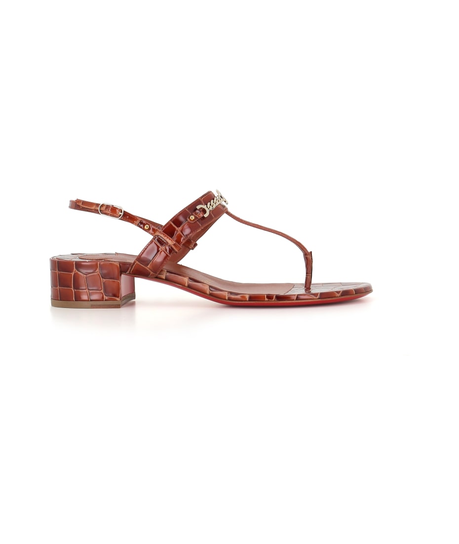 CHRISTIAN LOUBOUTIN CLミュルスリッホン 【関税込】 CL embossed leather mules in blue - Christian Louboutin
