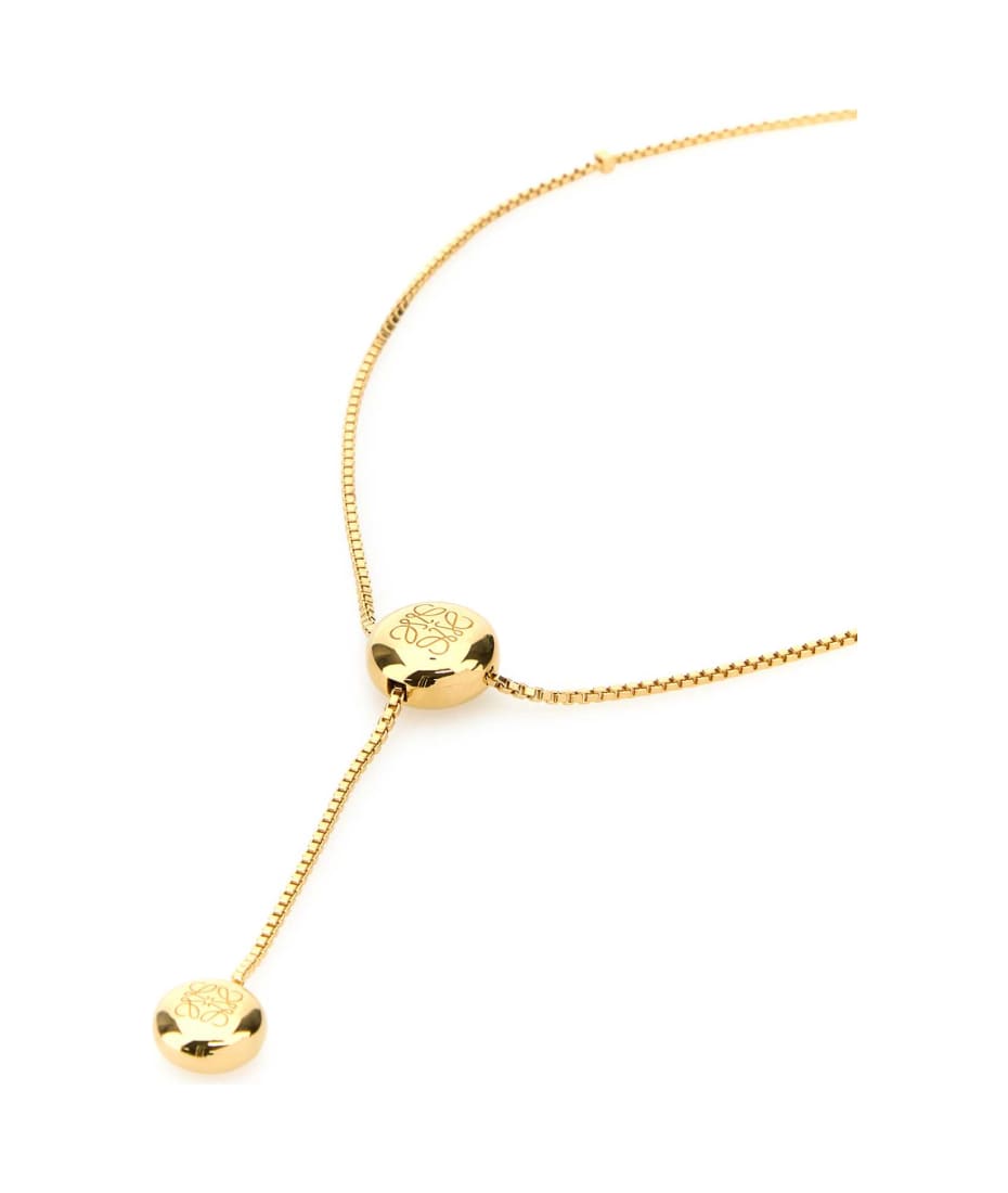 ネックレス・ペンダント LOEWE ANAGRAM PEBBLE NECKLACE IN GOLD-PLATED SILVER LOEWE Anagram Pebble gold-tone necklace | NET-A-PORTER
