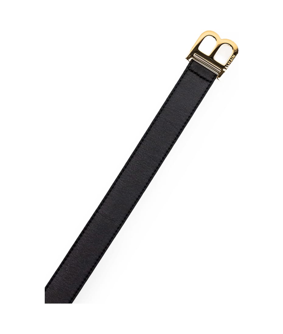 Balmain Logo Belt - BLACK/GOLD