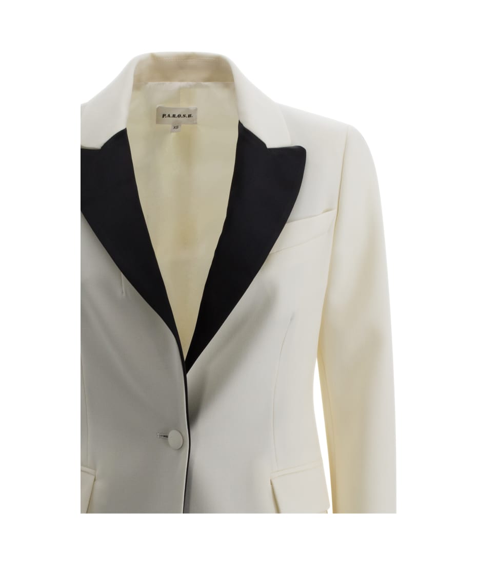 Satin-lapel Double-breasted Blazer