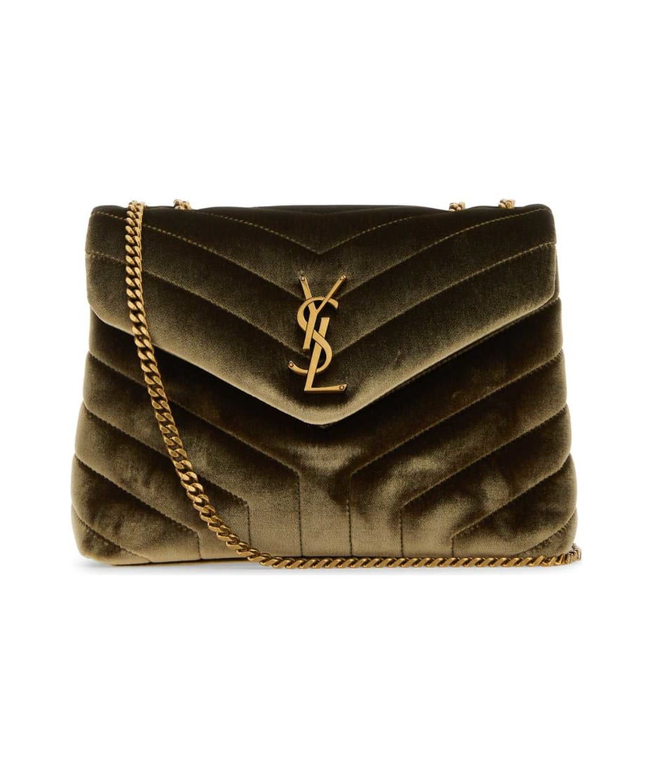 【関税&送料込】Saint Laurent Olive Green Velvet Small Loulo Saint Laurent Olive Green Velvet Small Loulou Shoulder Bag