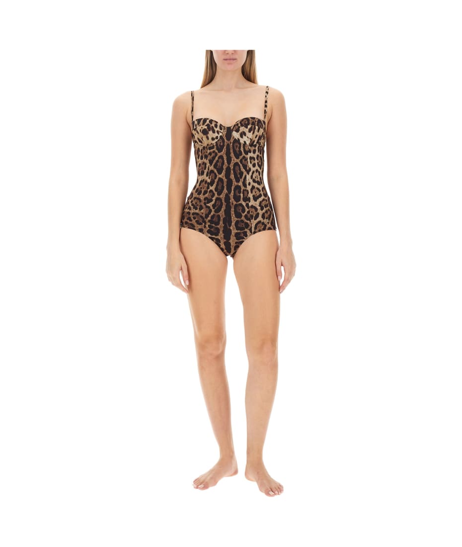 Dolce & Gabbana Animalier One-piece Swimsuit - Natural print