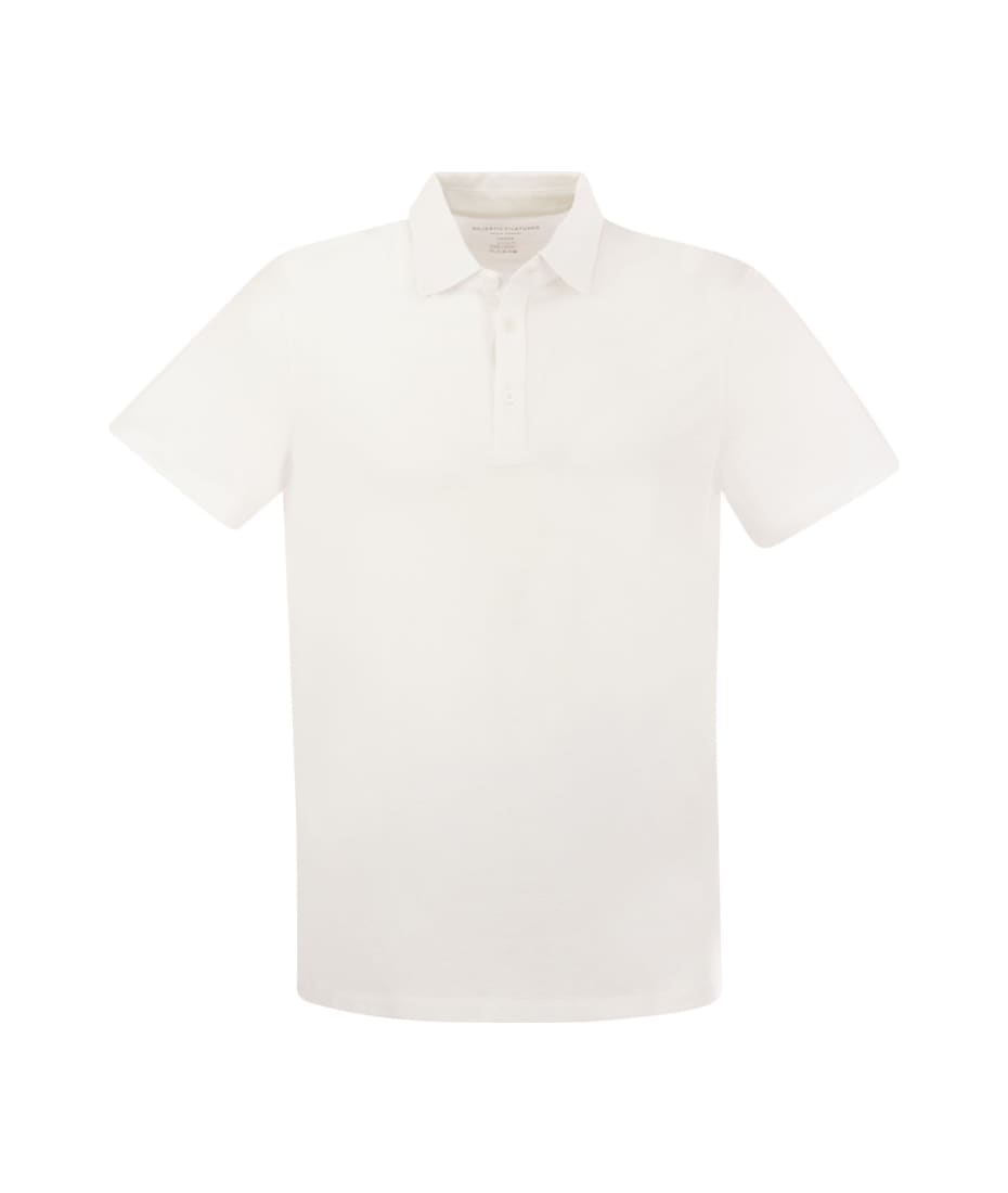 Majestic Filatures Short-sleeved Polo Shirt In Lyocell And Cotton