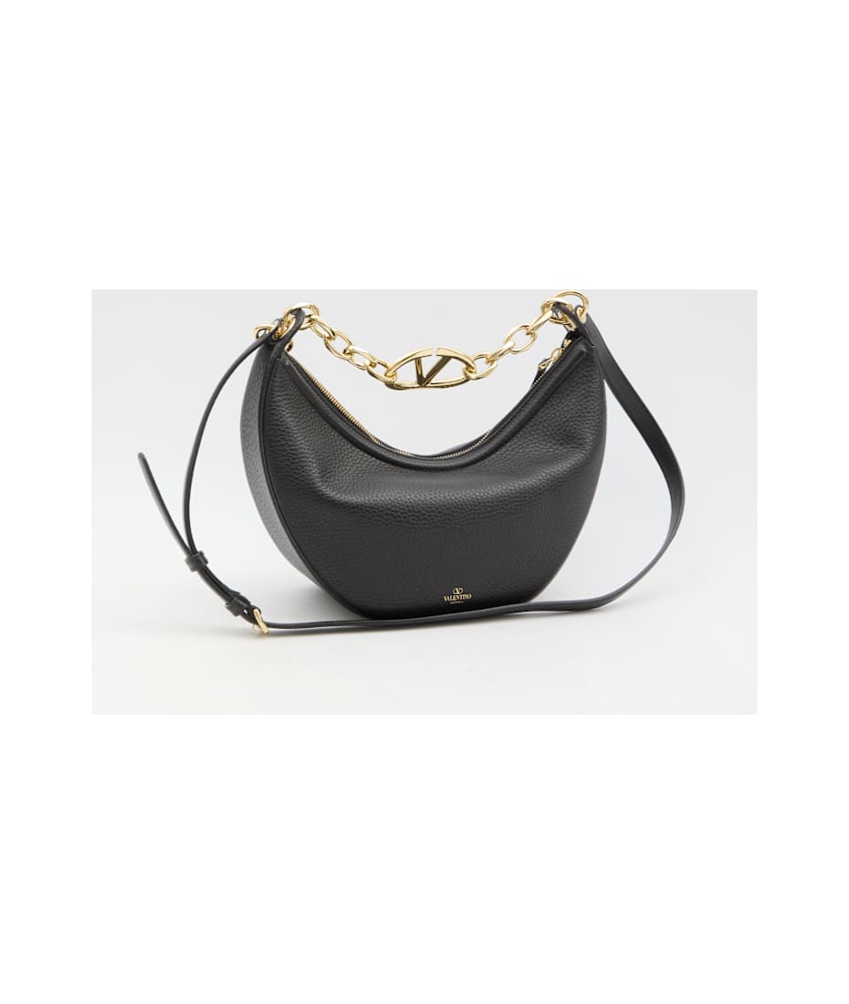 ハンドバッグ Valentino Garavani Black Leather Hobo Vlogo Moon Handbag Valentino Garavani - VLogo Moon leather hobo-bag black - The