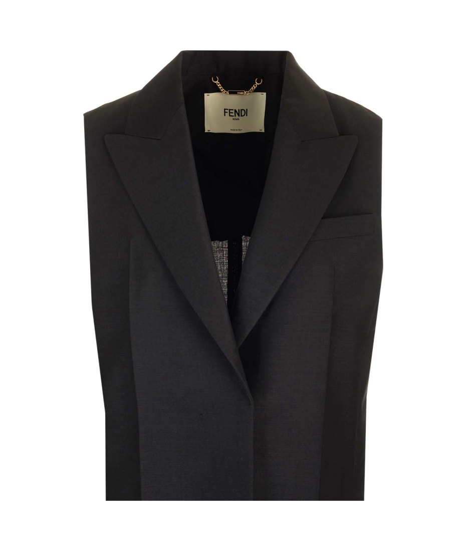Fendi Black Mohair And Wool Vest - Black