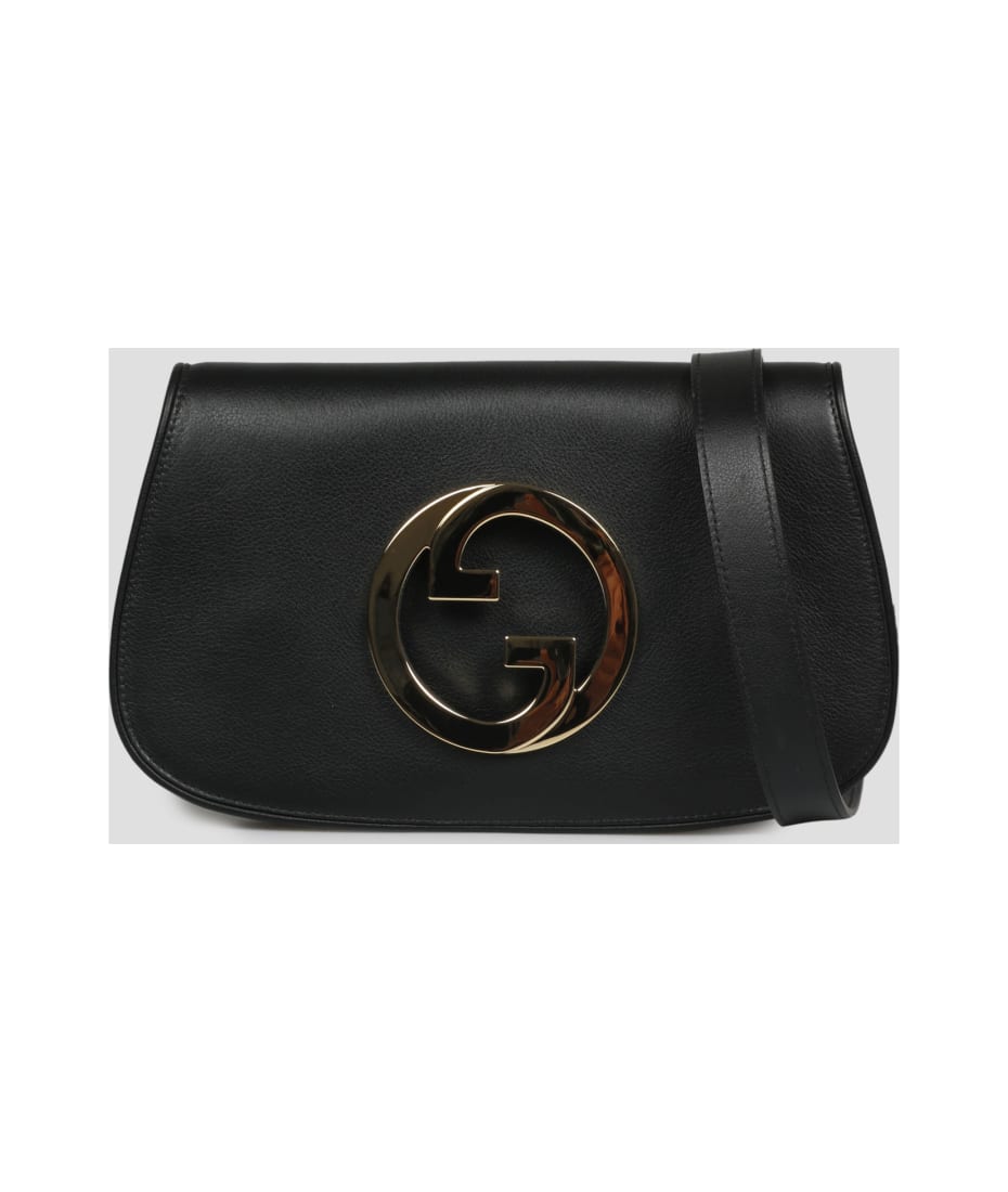 Gucci: Black Interlocking G Blondie Shoulder Bag