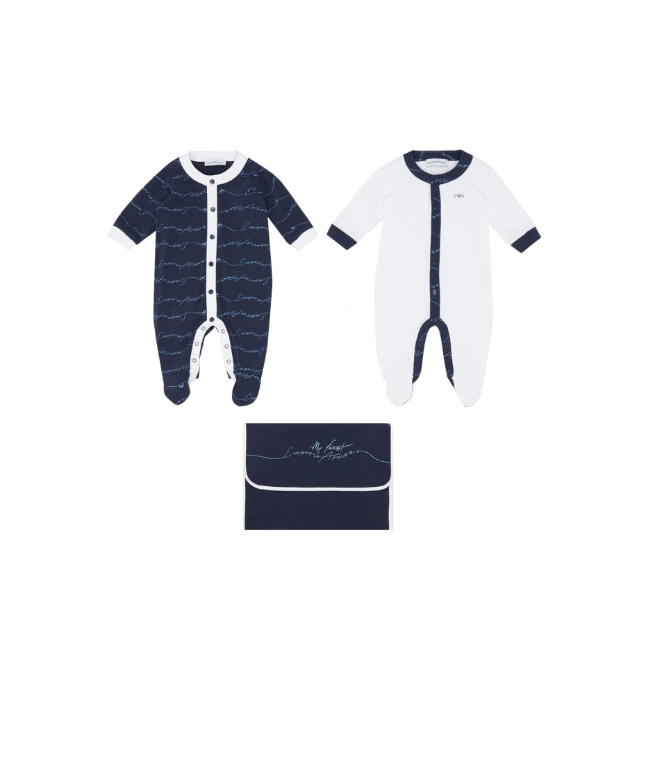 Emporio Armani Set Of Two Jumpsuits And Dust Bag In Cotton