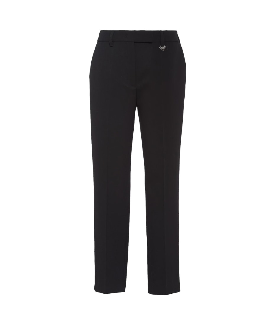 パンツ PRADA GRISAILLE CROPPED TROUSERS Prince of Wales cropped virgin wool pants in grey - Prada