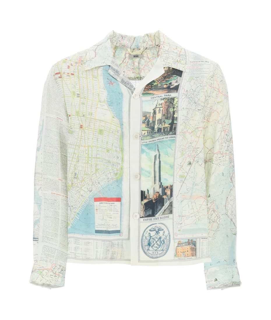Bode 'new York City Map' Silk Shirt | italist