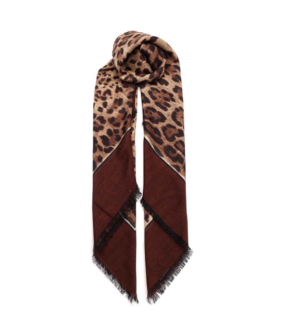 VALENTINO GARAVANI Fringed leopard-print cashmere and silk-blend