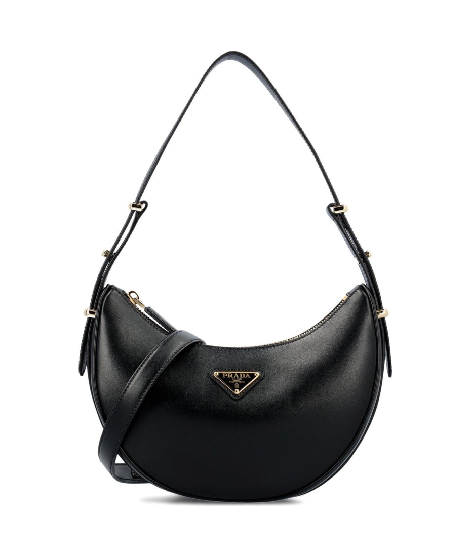 Prada Triangle Logo Plaque Moon Shaped Shoulder Bag