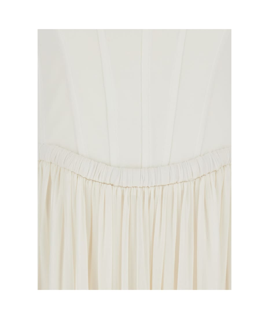 'adalys' White Off-shoulder Bustier Dress In Tech Fabric Woman