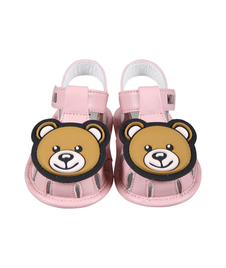 Baby Teddy Bear leather sandals in pink - Moschino Kids | Mytheresa