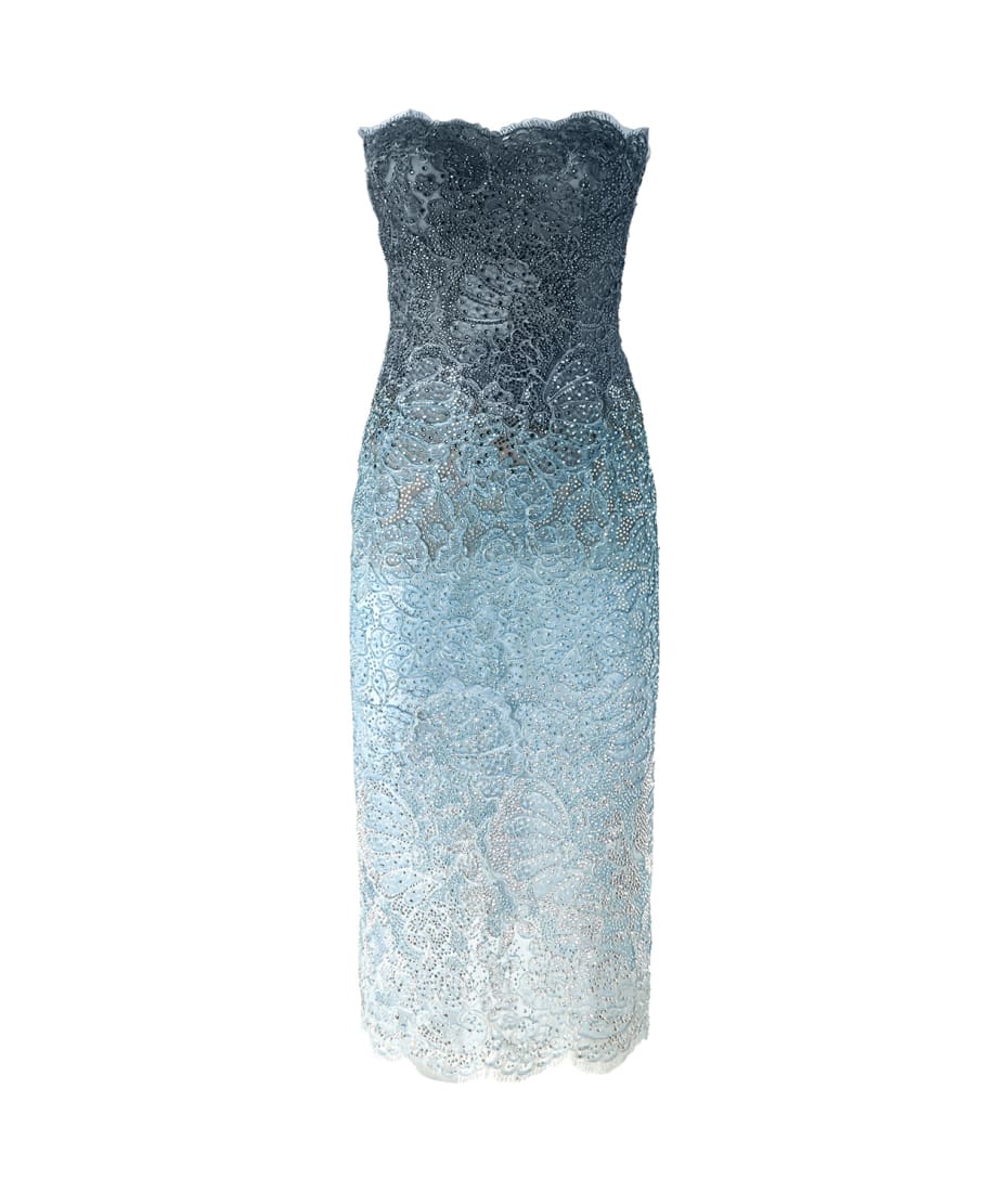 Ermanno Scervino Blue Lace Bustier Dress | italist