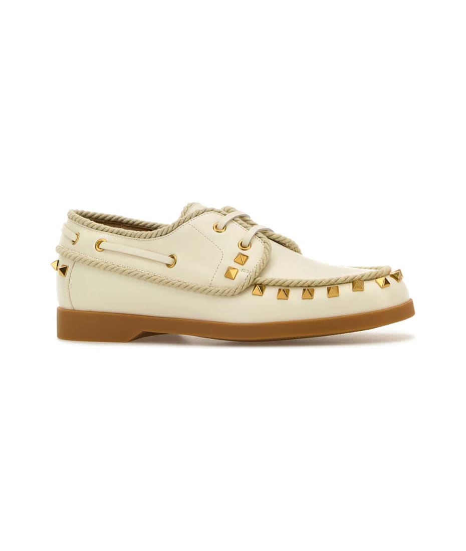 【関税&送料込】Valentino Garavani Ivory Leather Lace-Up Sho Valentino Garavani Ivory Leather Lace-up Shoes | italist