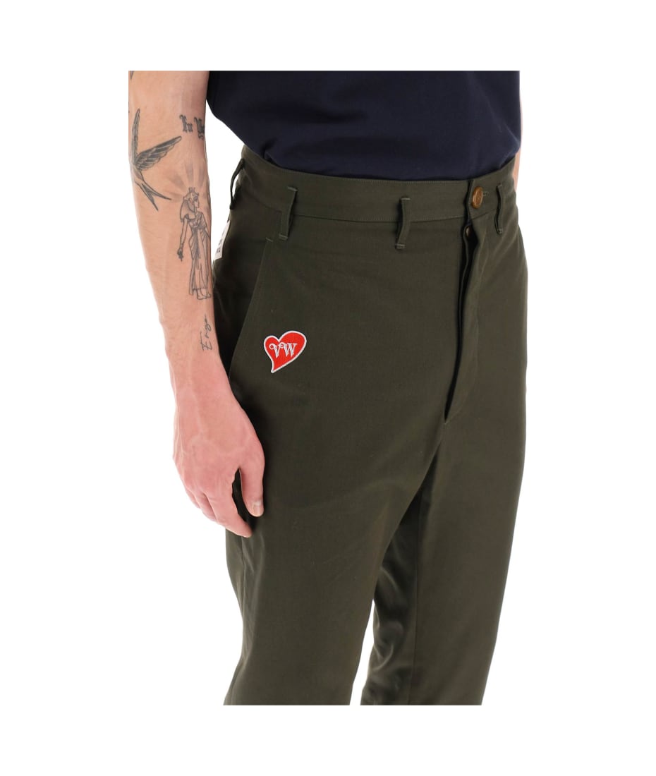 Vivienne Westwood Cropped Cruise Pants Featuring Embroidered Heart