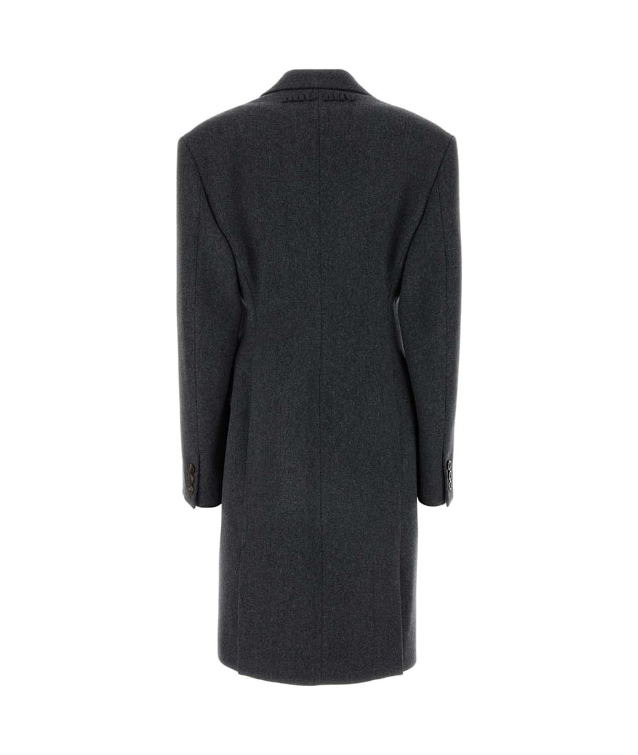コート MiuMiu FW24 Dark grey wool coat (MS2039SOOO11H4 F0031) Miu Miu Dark Grey Wool Coat | italist