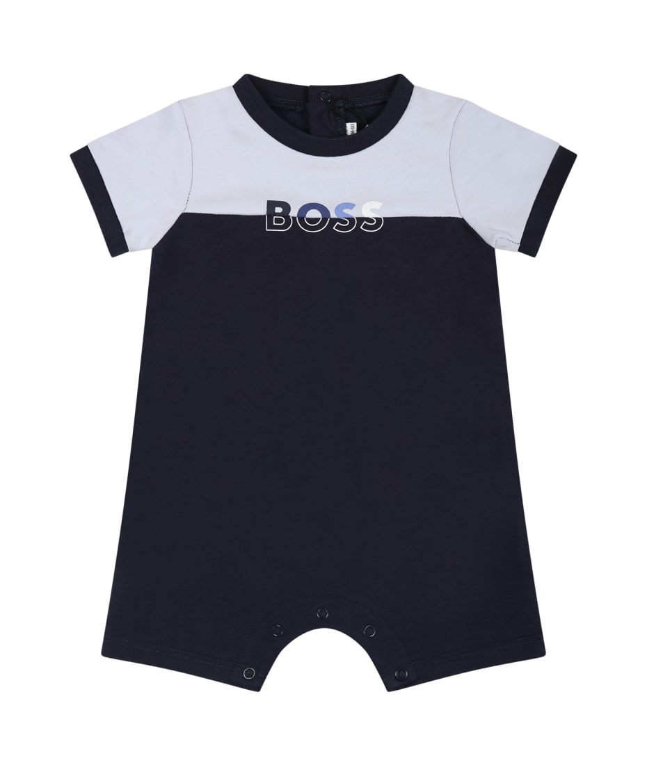Hugo Boss Blue Romper Baby Boy Logo | italist, LIKE A SALE