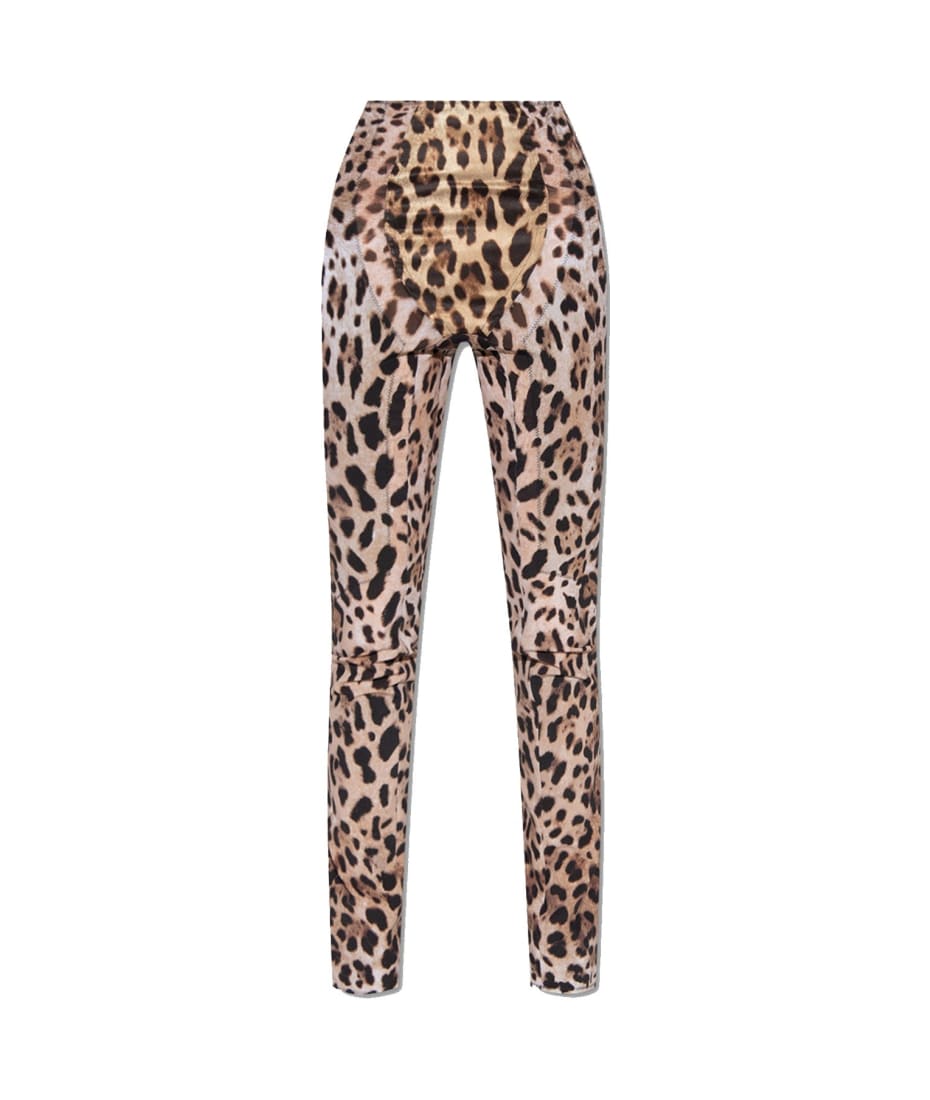 Leopard-print charmeuse leggings in Animal Print for