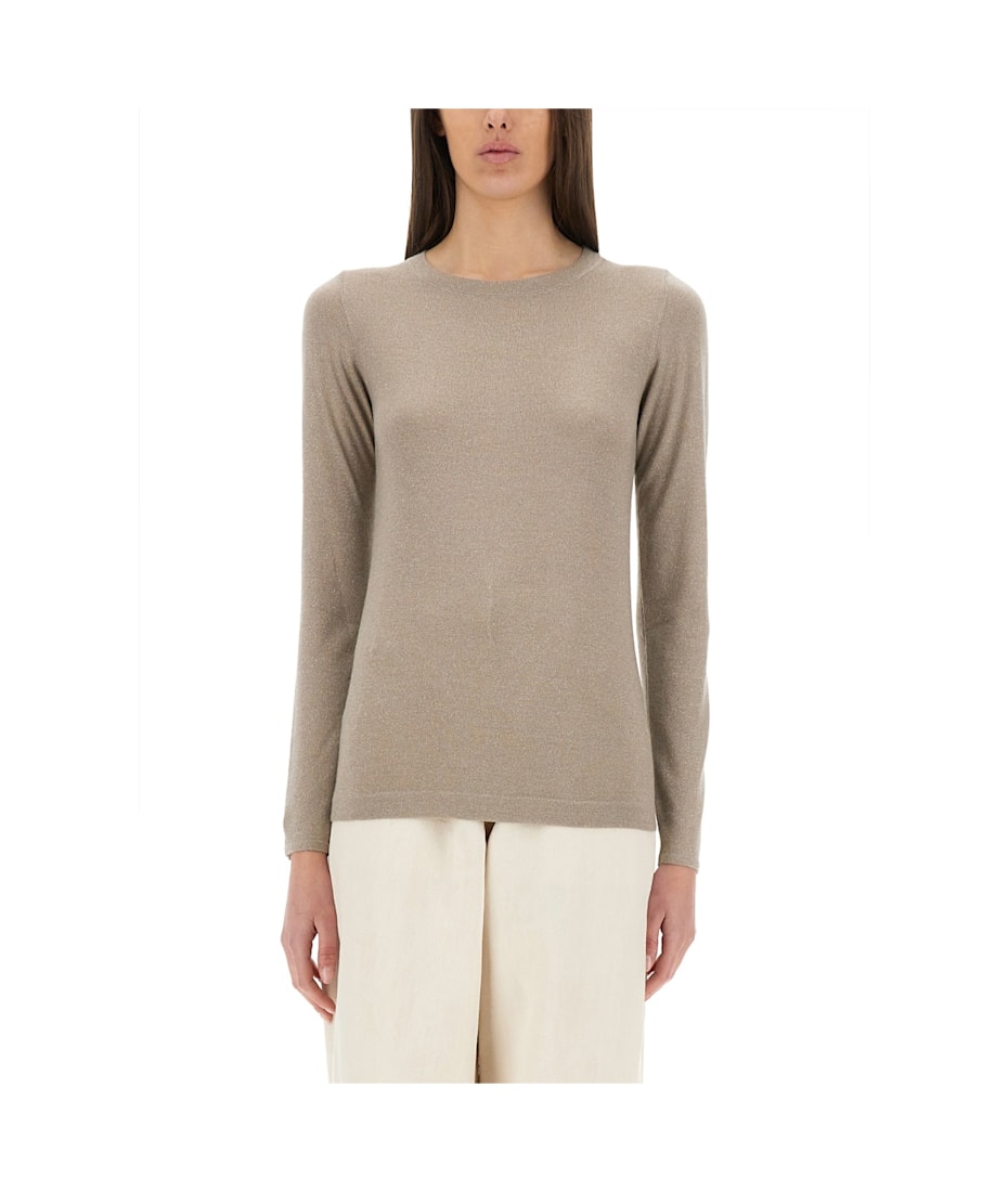 【送料&関税込】Brunello Cucinelli Cashmere And Silk High V- Brunello Cucinelli - Cafe Cashmere & Silk Paillette Crop