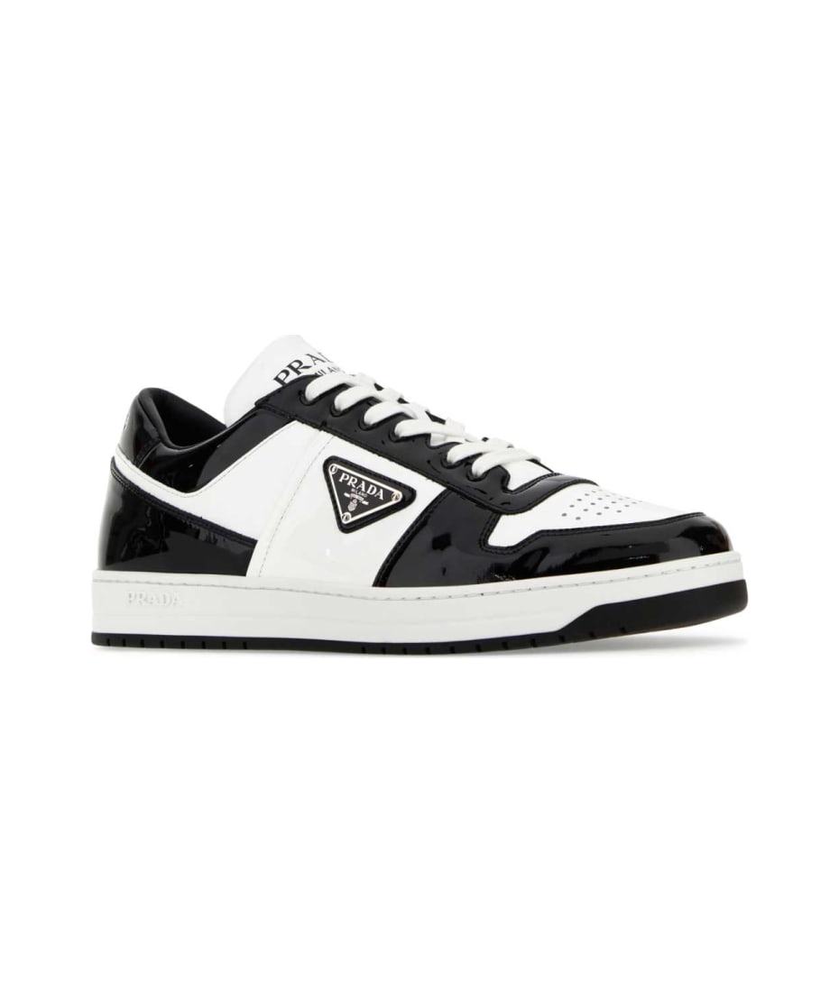 【関税&送料込】Prada Two-Tone Leather Downtown Sneakers Prada Downtown Bicolor Leather Low-Top Sneakers - Bergdorf