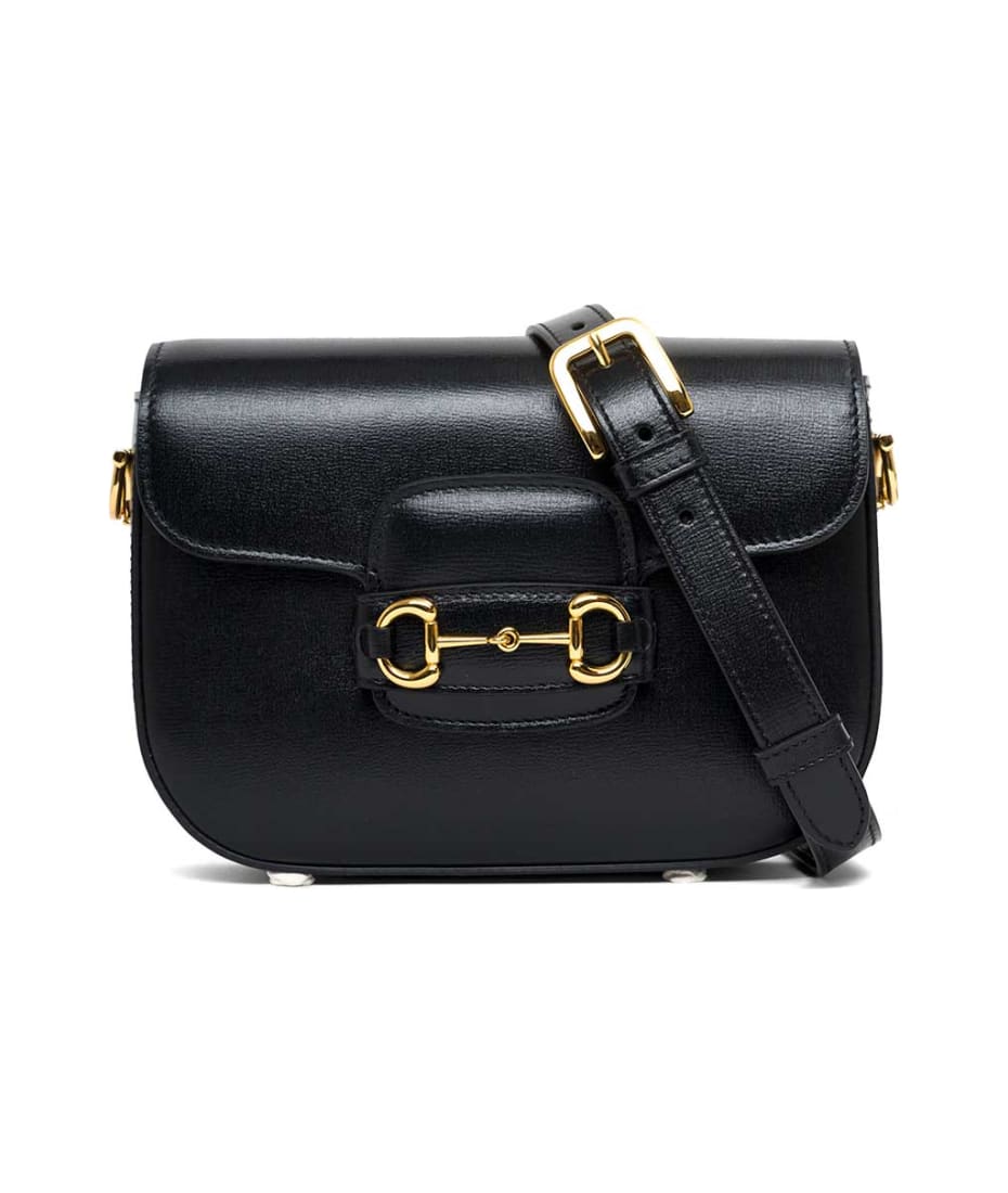 Gucci Woman's Horsebit 1955 Black Leather Crossbody Bag - Black