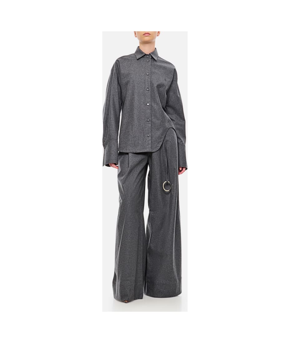 パンツ THE ATTICO Dark Grey Wool Blend Palazzo Pant The Attico Dark Grey Wool Blend Palazzo Pant | italist