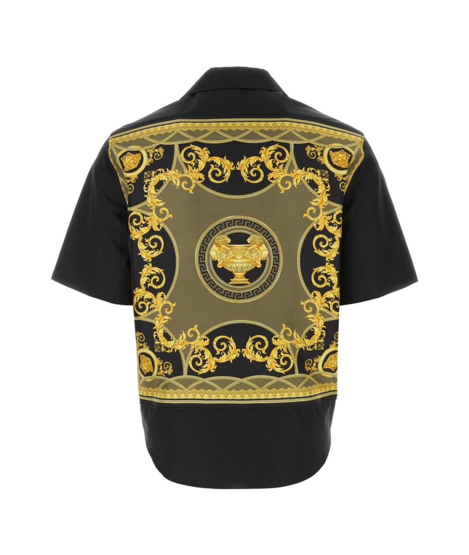 シャツ VERSACE BLACK POPLIN SHIRT Versace Collection Stretch Fit Poplin Shirt Black, $395