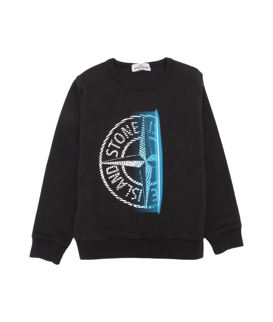 Stone Island Logo Print Sweatshirt - BLACK