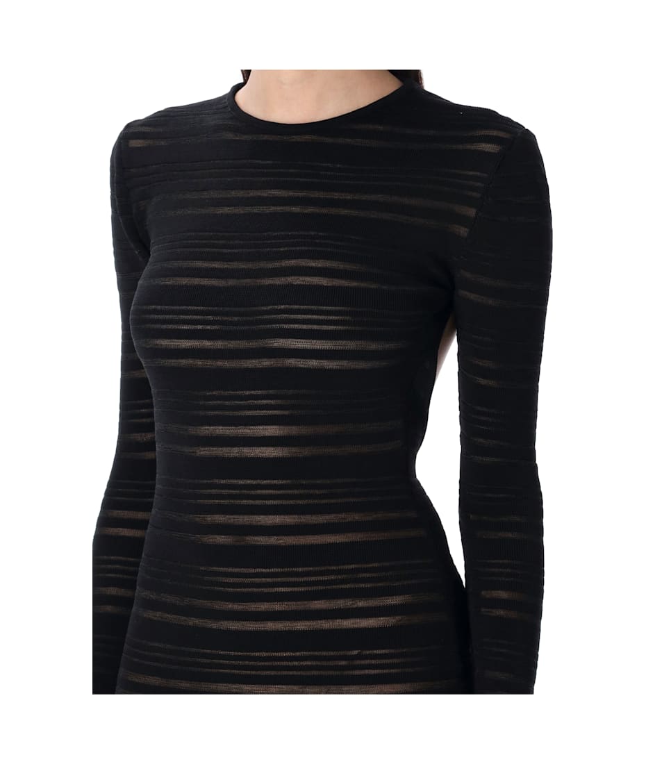 ANDREĀDAMO Striped Sheer Knit Long Dress | italist ANDREĀDAMO Striped Sheer Knit Long Dress | italist