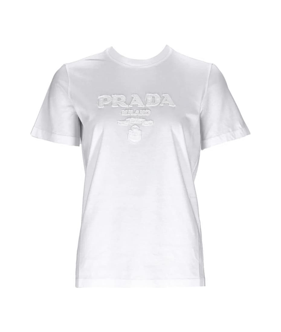 PRADA★Embroidered jersey T-shirt ロゴTシャツ＊★送料込 Prada Embroidered Jersey T-shirt With Logo Tシャツ 通販