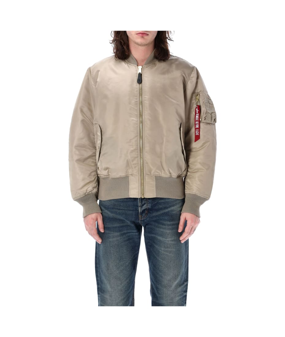 別注ALPHA INDUSTRIES URiD MA-1 COACHJACKET Alpha Industries MA-1 Leather Sleeve Varsity Jacket | Saks