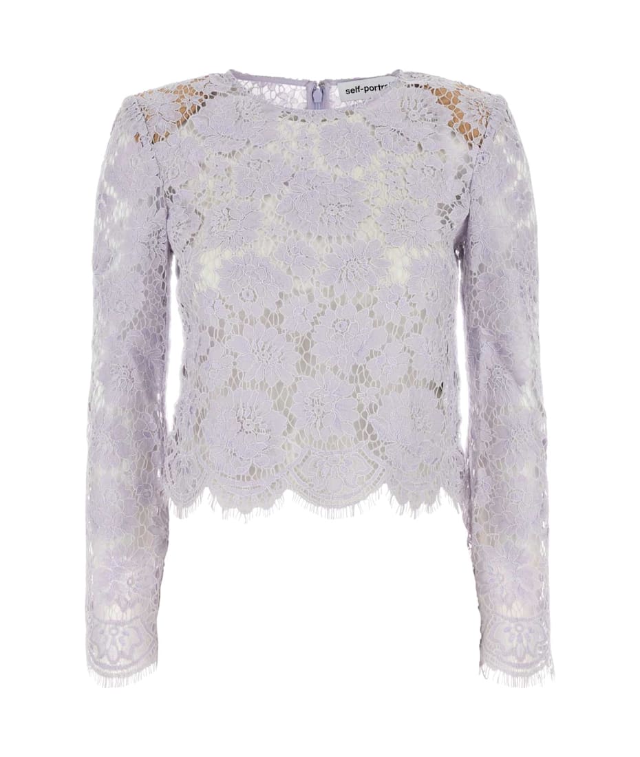 self-portrait Lilac Lace Top | italist