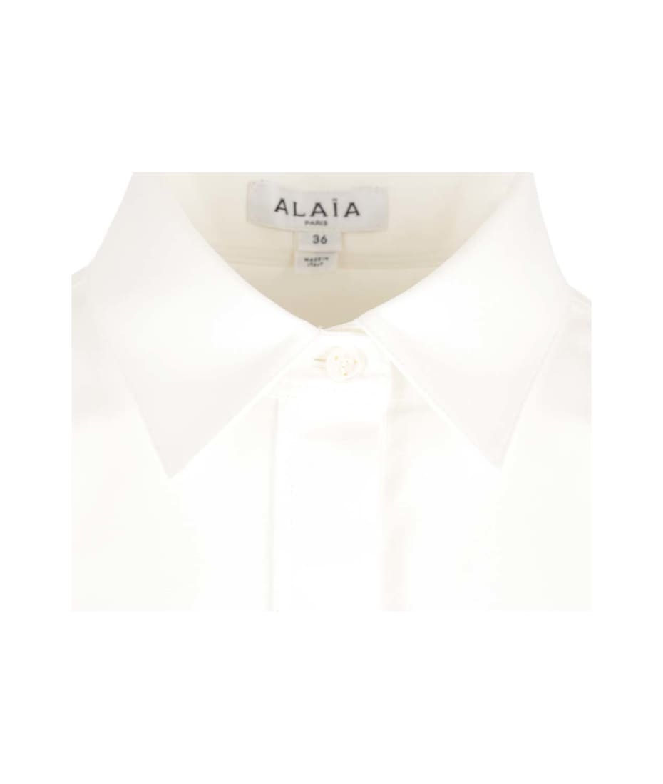 ワンピース ALAIA EGG SHIRT DRESS BLANC ALAÏA WHITE BELTED SHIRT DRESS IN COTTON POPLIN |ALAÏA US