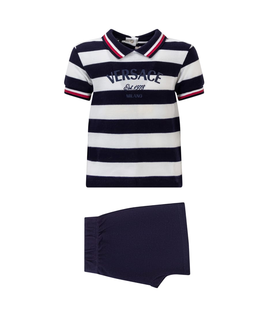Versace Polo And Shorts Set - BLU NAVY-MULTICOLOR