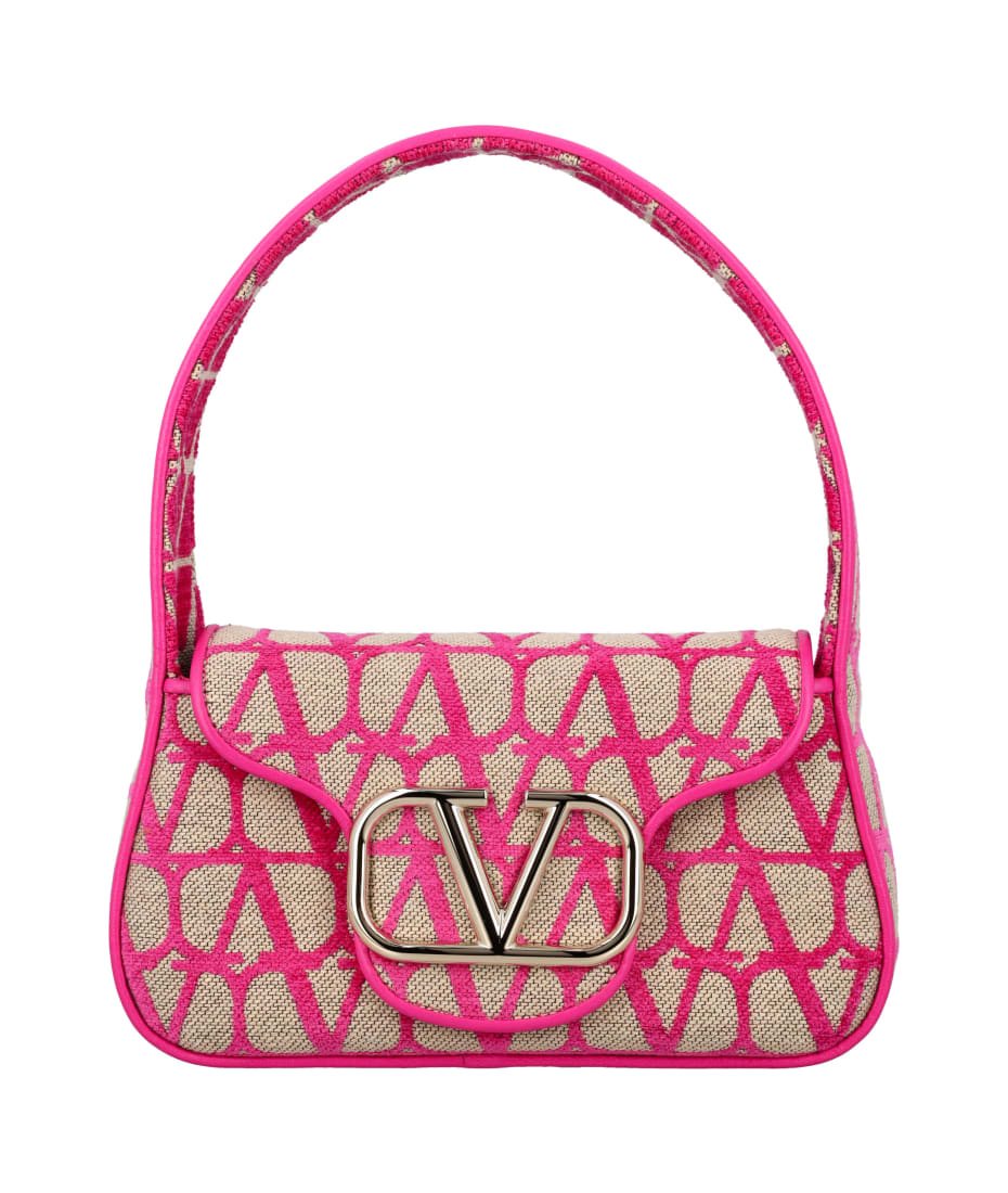 Valentino Vsling Toile Iconographe Canvas & Leather Shoulder Bag, Os, Pink:  Handbags