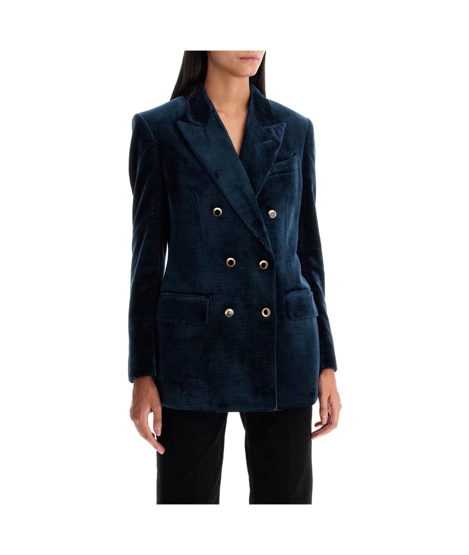 【関税＆送料込み】Tom Ford Wallis Double-Breasted Jacket C SILK AND WOOL TWILL 