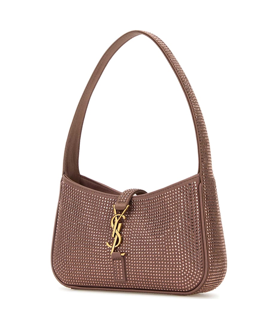【関税&送料込】Saint Laurent Embellished Satin Mini Le 5 A Le 5 à 7 Mini embellished satin shoulder bag in brown