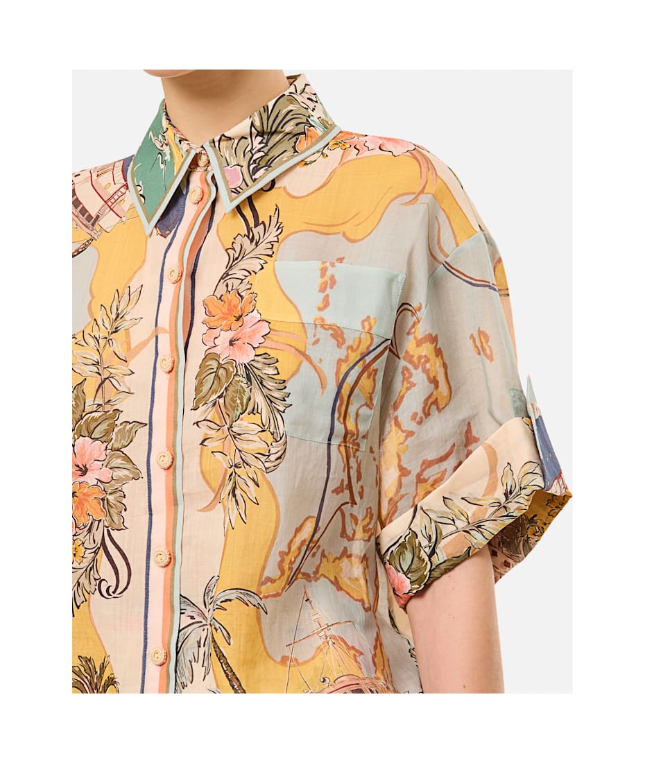 Tシャツ・カットソー Zimmermann SS25 TALLOW RELAXED SHIRT (1785TRS253 NAUMP) ZIMMERMANN: Tallow Relaxed Shirt, Nautical Map – My o My